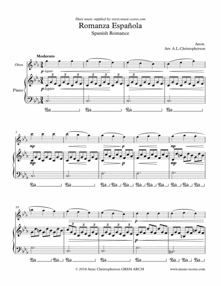 Spanish Romance - Oboe and Piano (arr. Anne L Christopherson GRSM ARCM)