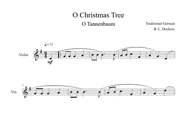 O Christmas Tree (O Tannenbaum) for Solo Violin (arr. B. C. Dockery)