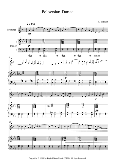 Polovtsian Dance - Alexander Borodin (Trumpet + Piano) (arr. Digital Book Music)