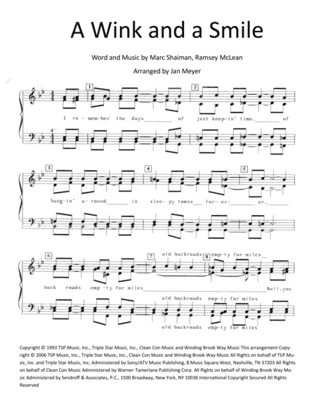 A Wink And A Smile (arr. Jan Meyer)