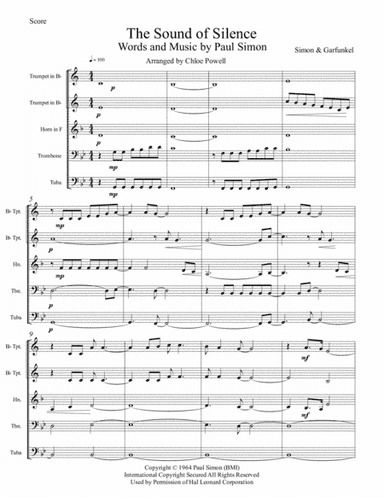 The Sound Of Silence - Score Only (arr. Chloe Powell)