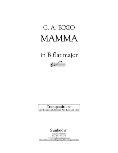 C. A. Bixio: MAMMA (transposed to B flat Major) (arr. Sunbow)