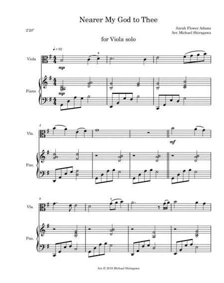 Nearer My God to Thee - Viola (arr. Michael Shiragawa)