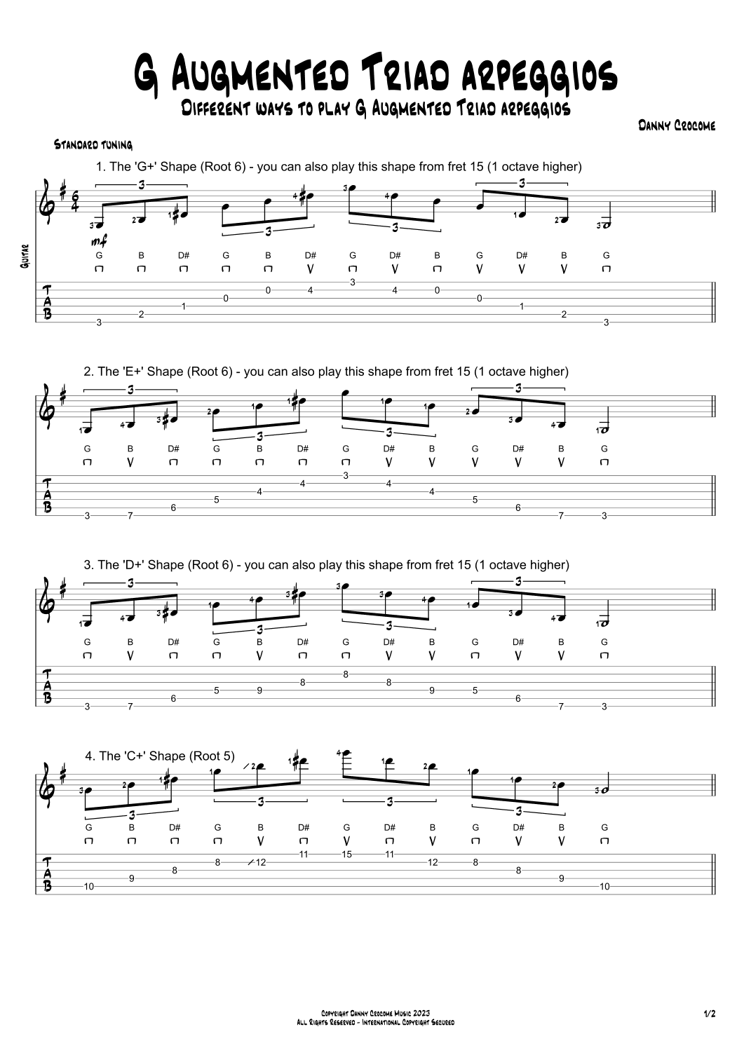 G Augmented Triad Arpeggios (5 Ways to Play)