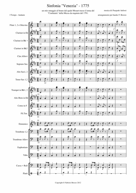 Sinfonia Venezia - Pasquale Anfossi (1727 - 1797) - Primo Tempo (First part) (arr. Fabrizio Brezzo)