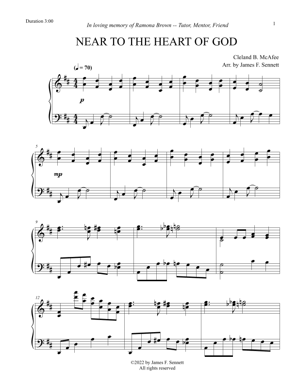 Near to the Heart of God (arr. James F. Sennett)