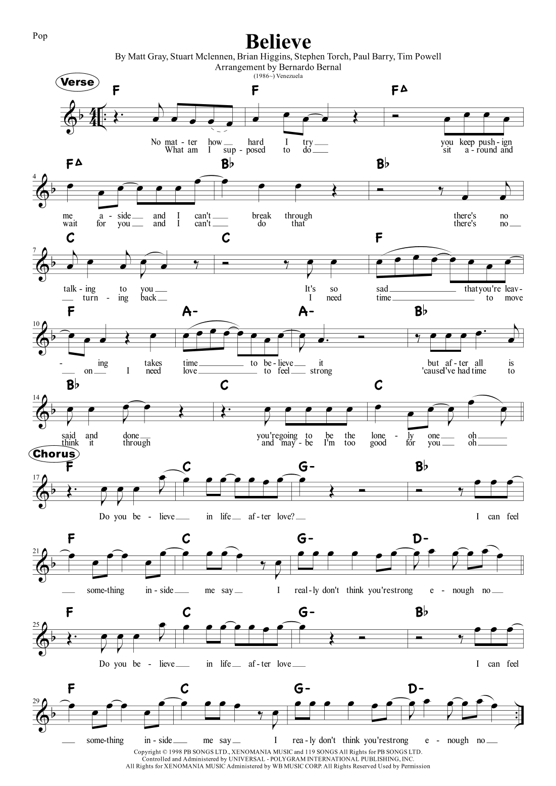 Believe (arr. Bernardo Bernal Hidalgo)