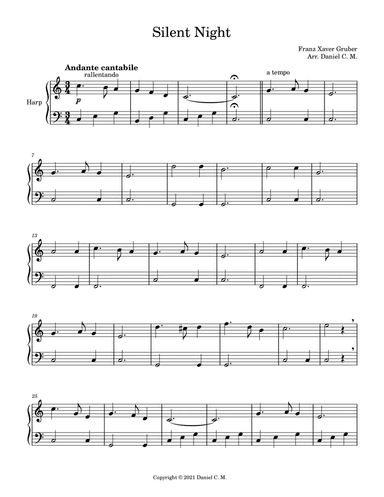 Silent Night for harp (easy) (arr. Daniel C. M.)