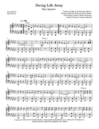 Swing Life Away (arr. Alice Green)