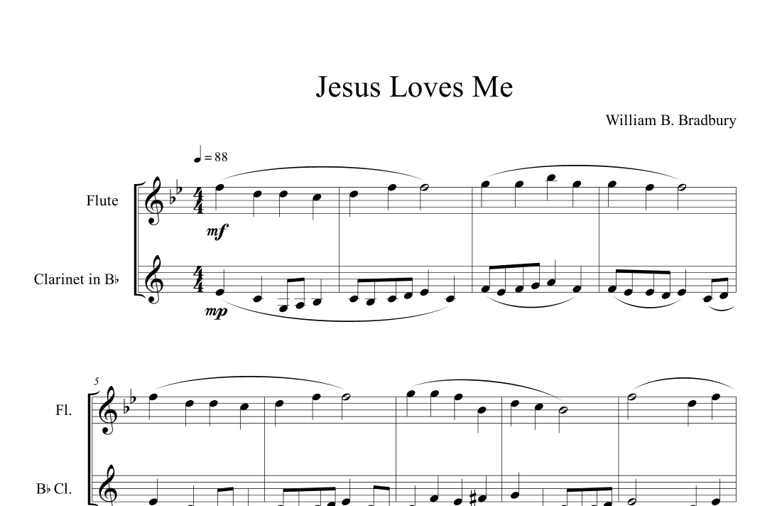 Jesus Loves Me (Flute and Clarinet Duet) (arr. B. C. Dockery)