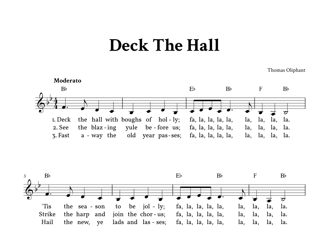 Deck The Hall - Lead Sheet (Bb Major - Easy Traditional) (arr. Yuri Noronha)