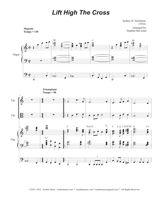 Lift High The Cross (Duet for Violin and Viola) (arr. Stephen DeCesare)