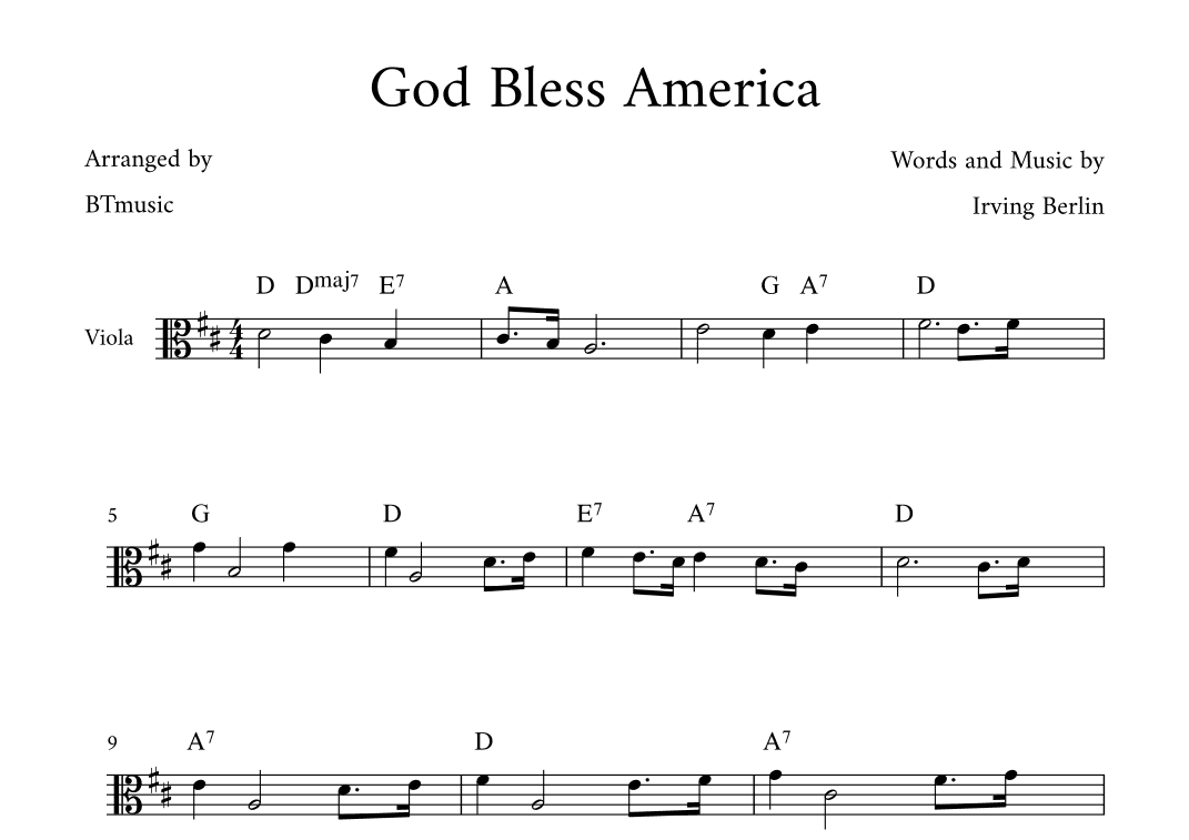 God Bless America ® (arr. BTmusic)