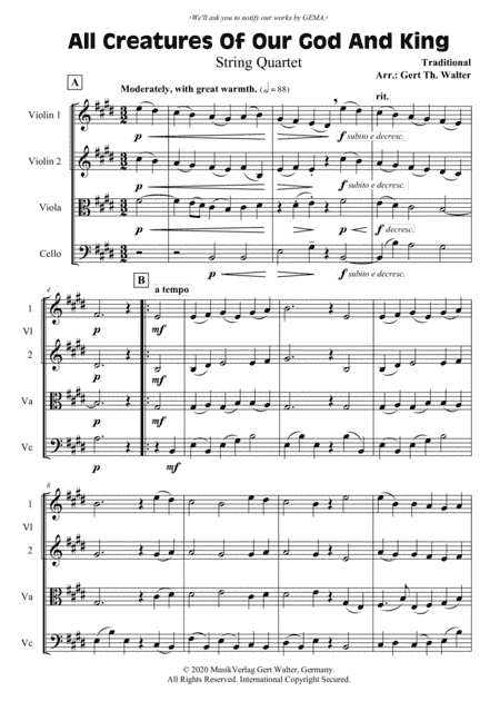 All Creatures Of Our God And King (arr. Gert Th. Walter)