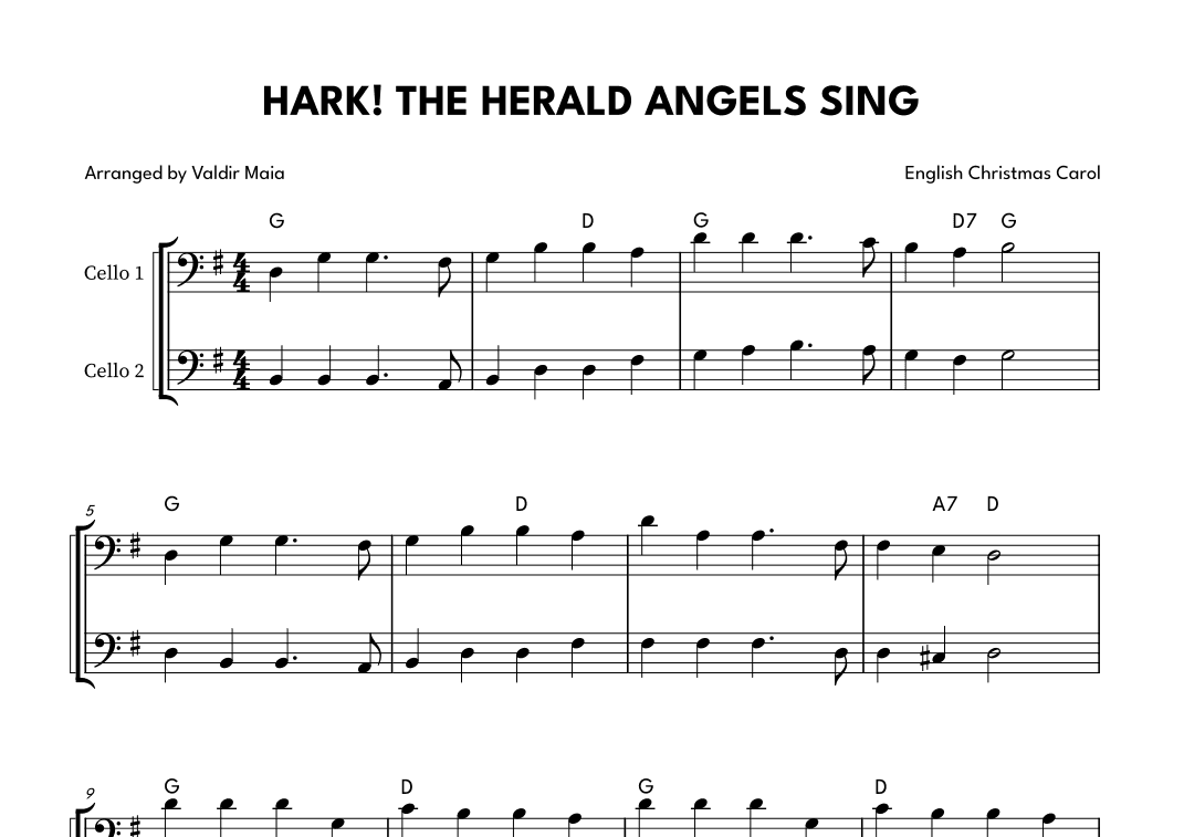Hark! The Herald Angels Sing - Cello Duet (arr. Valdir Maia)