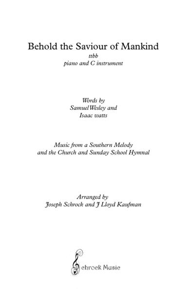 Behold the Saviour of Mankind (arr. Schrock Music)