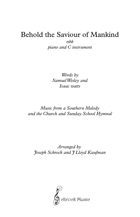 Behold the Saviour of Mankind (arr. Schrock Music)