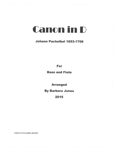 Cannon in D (Flute and Bass) (arr. Barbara Jones)