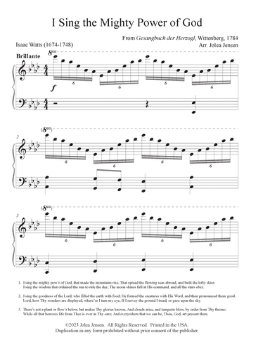 I Sing the Mighty Power of God (arr. Jolea Jensen)