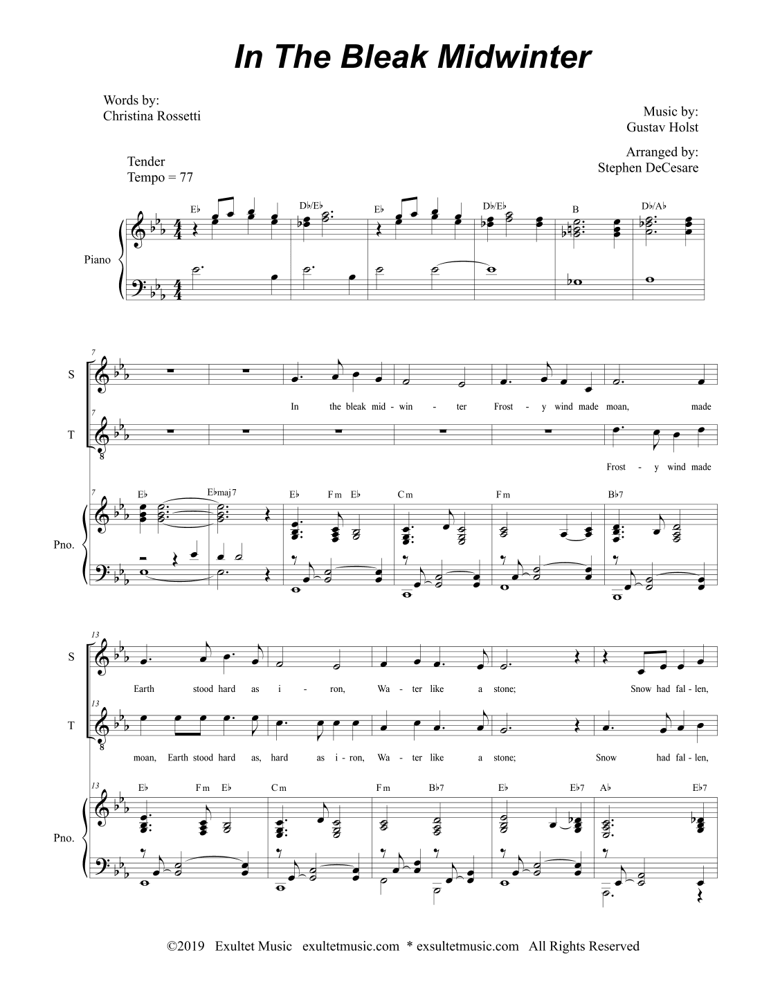 In The Bleak Midwinter (Duet for Soprano and Tenor Solo) (arr. Stephen DeCesare)
