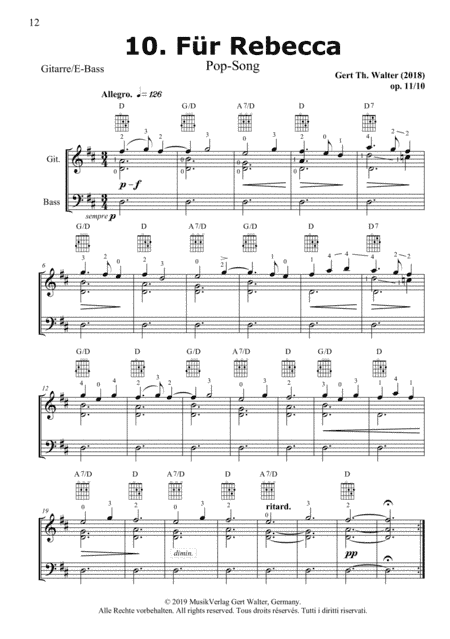 For Rebecca (from Guitar Pop Romanticists) - Score Only