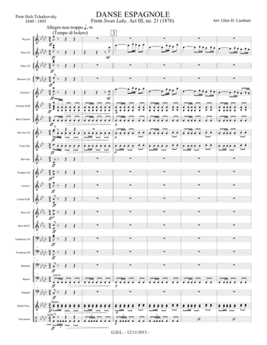 Swan Lake Danse Espagnole (Band) (arr. Glen D. Lienhart)