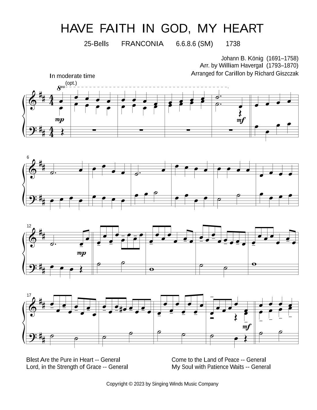 25B. Have Faith in God, My Heart (FRANCONIA) (arr. Richard Giszczak)