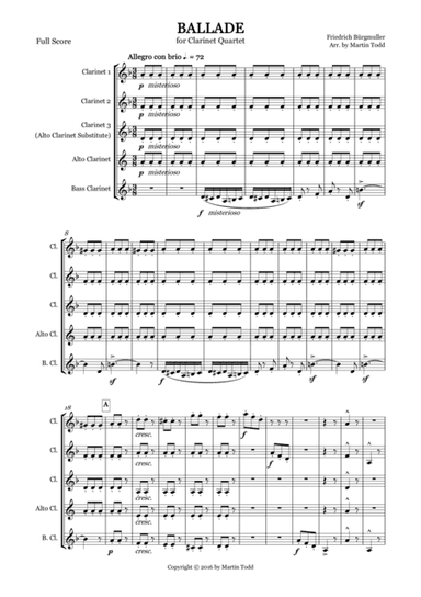Ballade for Clarinet Quartet (arr. Martin Todd)