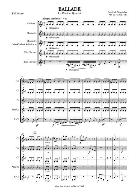 Ballade for Clarinet Quartet (arr. Martin Todd)