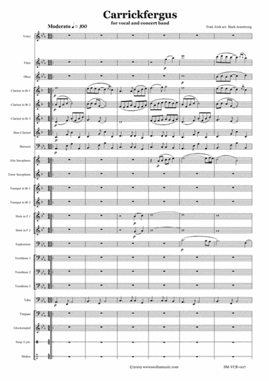 Carrickfergus (Traditional Irish song) for voice and concert band (arr. Mark Armstrong)
