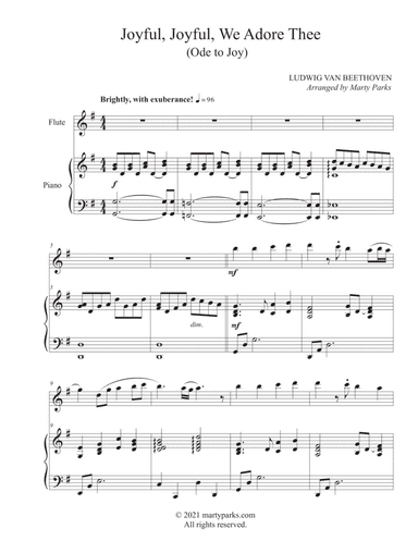 Joyful, Joyful, We Adore Thee (Flute-Piano) (arr. Marty Parks)