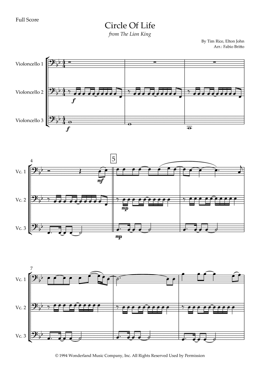 Circle Of Life (arr. Fabio Britto)