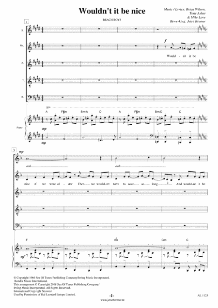 Wouldn't It Be Nice (arr. Jetse Bremer)