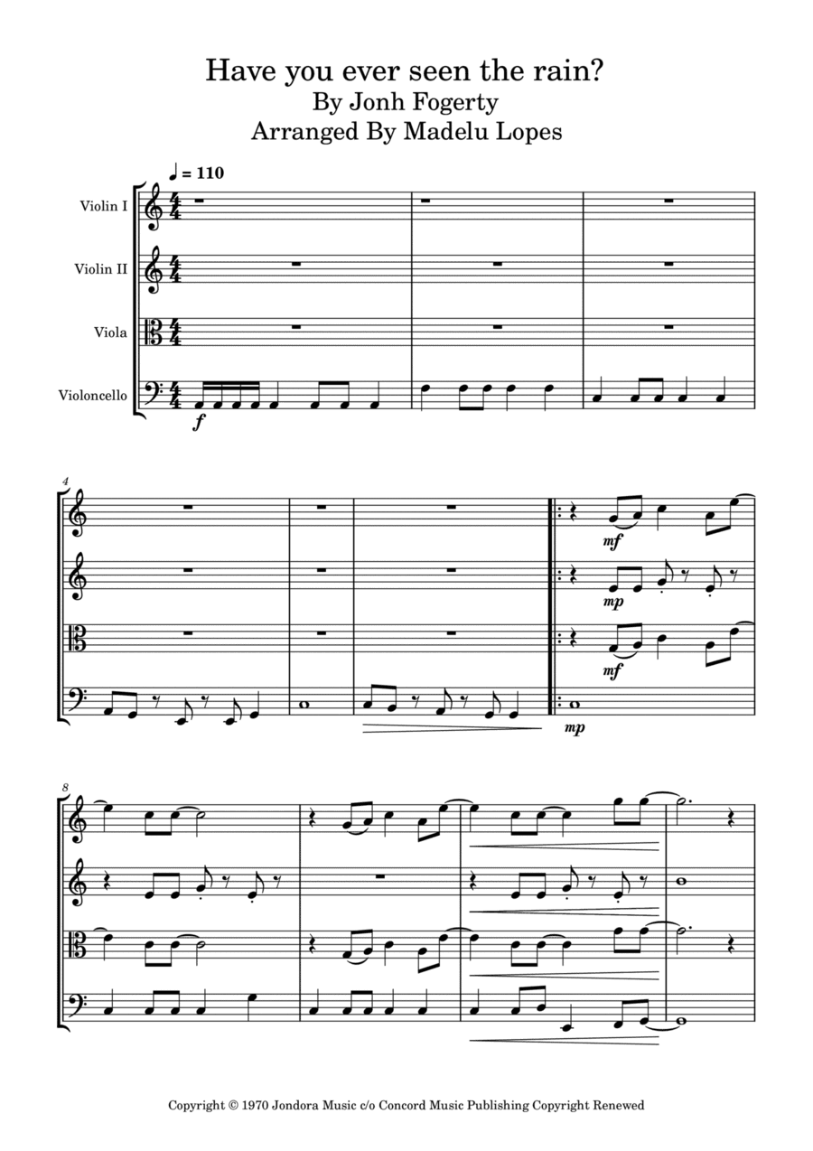 Have You Ever Seen The Rain? (arr. Madelu Lopes)