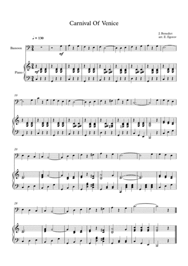 Carnival Of Venice, Julius Benedict, For Bassoon & Piano (arr. Eugene Egorov)