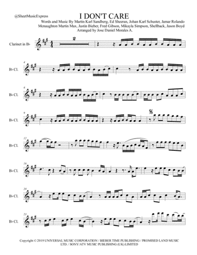 I Don't Care (arr. Jose Daniel Morales A.)