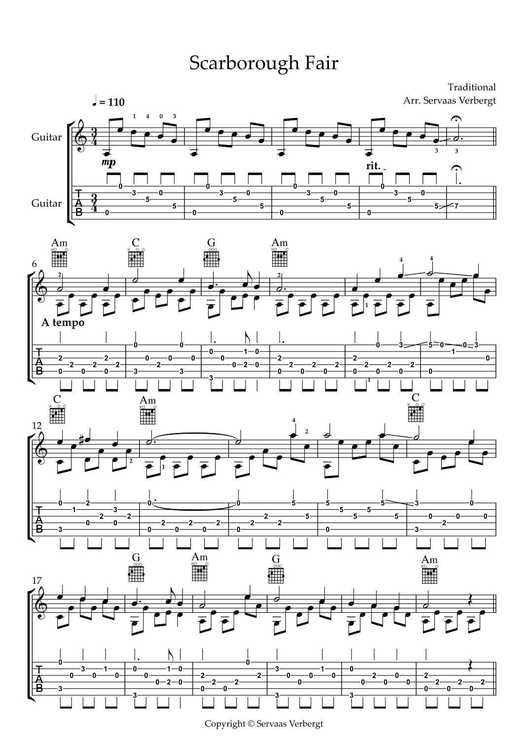 Scarborough Fair (arr. Servaas Verbergt)