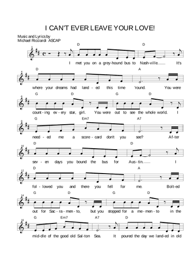 I CAN'T EVER LEAVE YOUR LOVE