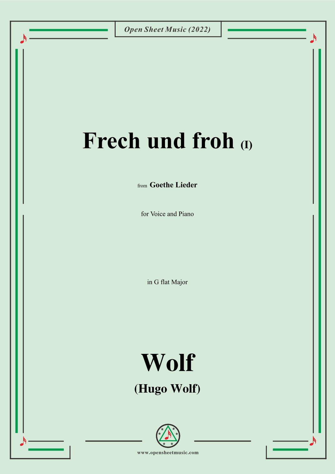 Wolf-Frech und froh I,in G flat Major,IHW10 No.16 (arr. OSM Press)