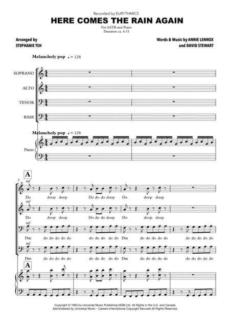 Here Comes The Rain Again (arr. Stephanie Teh)