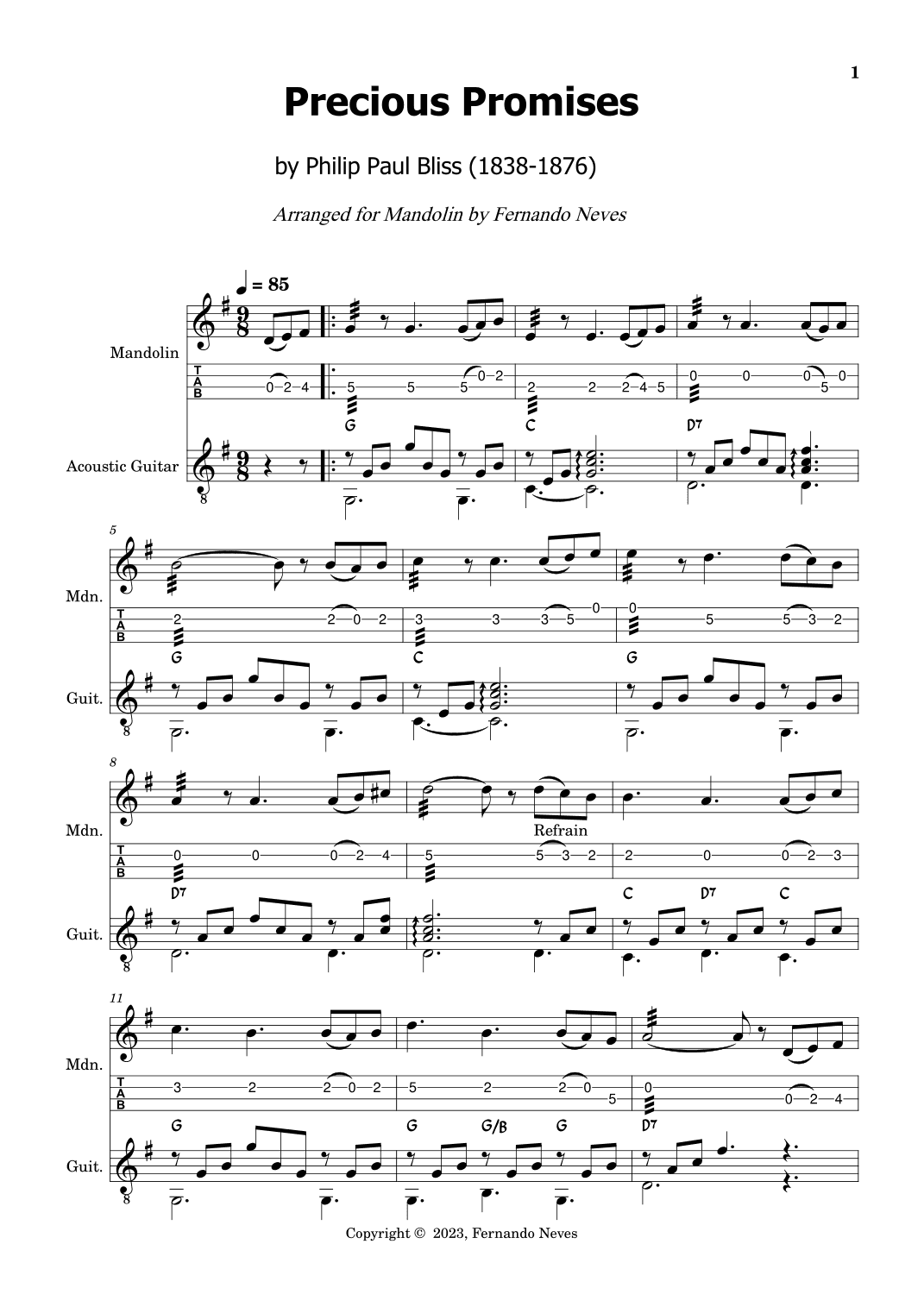 Precious Promises for Mandolin and Guitar (arr. FERNANDO LUIZ NEVES)