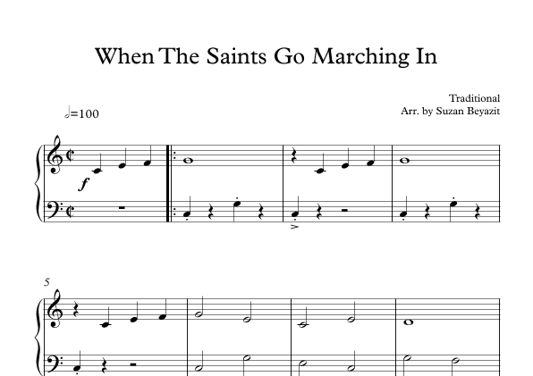 When the Saints Go Marching (Easy Piano Level 1) (arr. Suzan Beyazit)