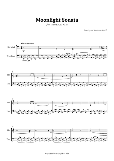 Moonlight Sonata by Beethoven for French Horn and Trombone Duet (arr. Ander)