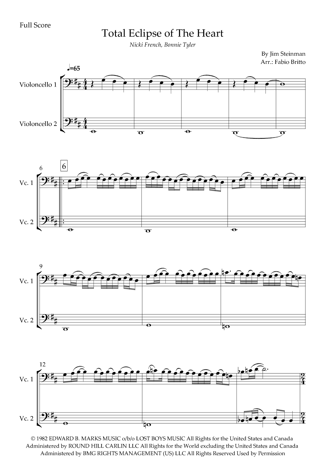 Total Eclipse Of The Heart (arr. Fabio Britto)