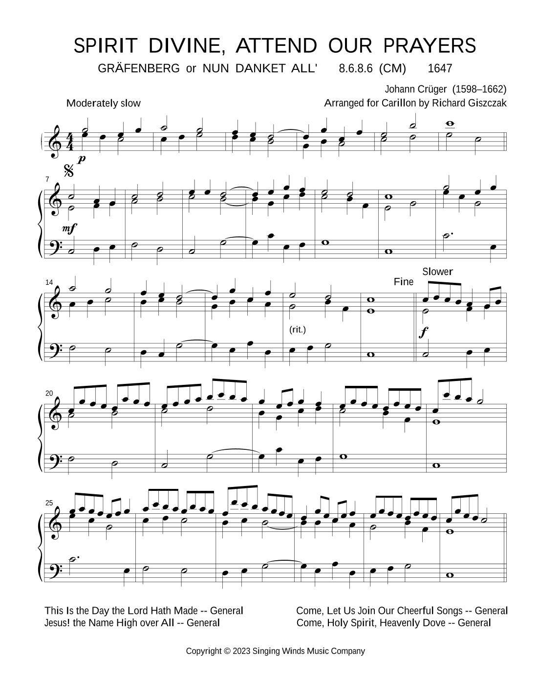 Spirit Divine, Attend Our Prayers  (GRÄFENBERG) (arr. Richard Giszczak)