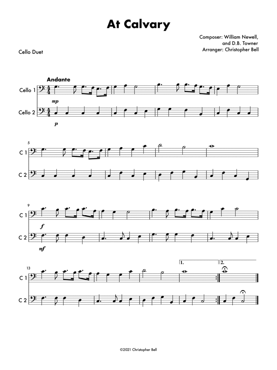 At Calvary - Cello Duet (arr. Christopher Bell)