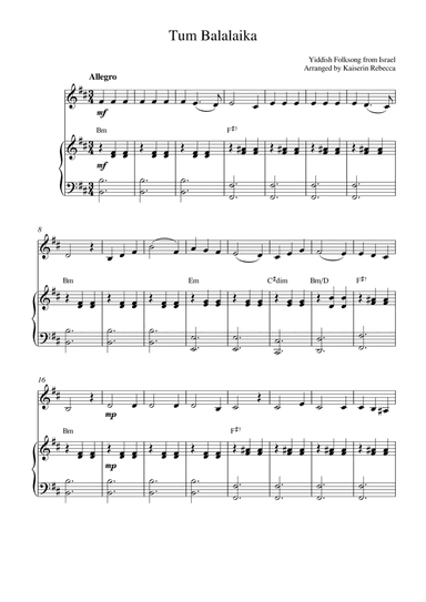 Tum Balalaika (for violin solo and piano accompaniment) (arr. Kaiserin Rebecca)