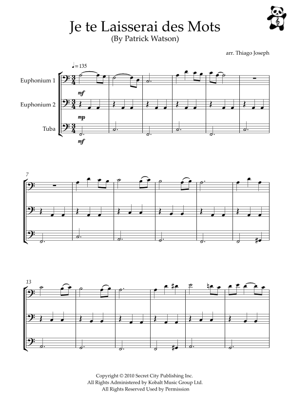 Je Te Laisserai Des Mots (arr. Thiago Joseph)