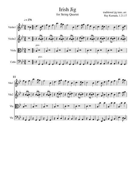 Irish Jig, for String Quartet (arr. Ray Kamada)