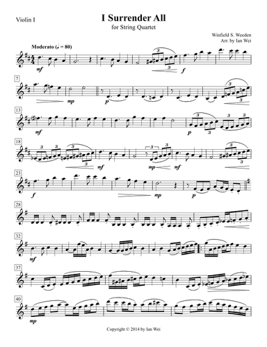 I Surrender All for String Quartet (arr. Ian Wei)